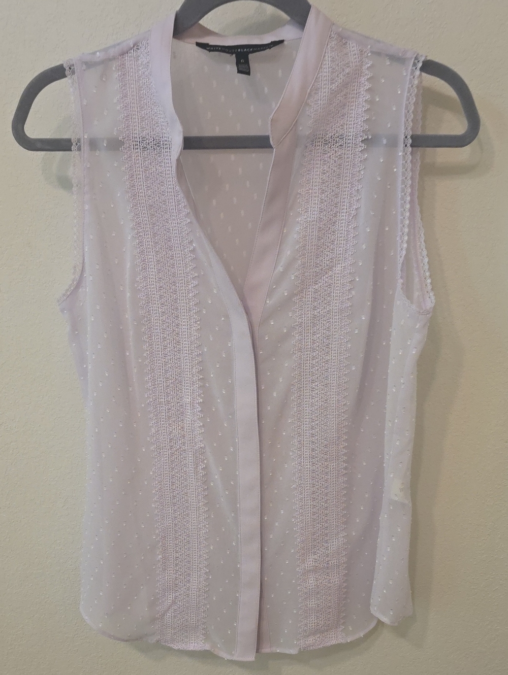 White House Black Market Sheer Pale Lavendar Sleeveless Blouse